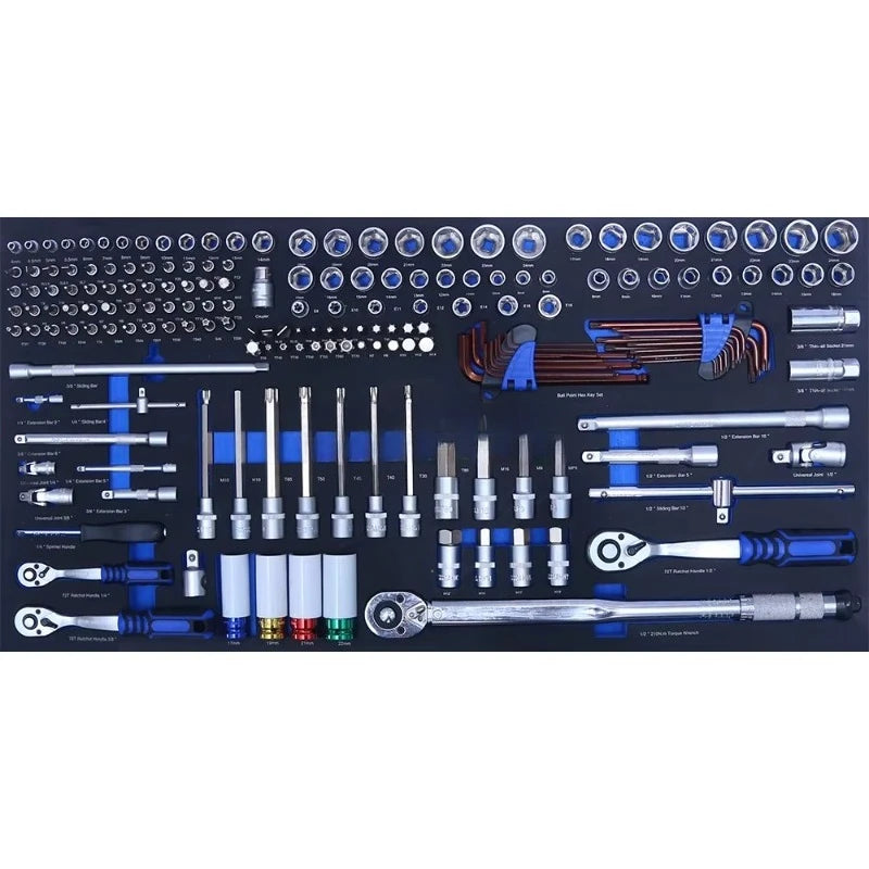 Tool Sets Cart 12-Drawers Auto Repair 287Pcs OEM Tool Kits Garage Workshop Professional Drawer Cabinet EVA Foam Garage Tool Kits