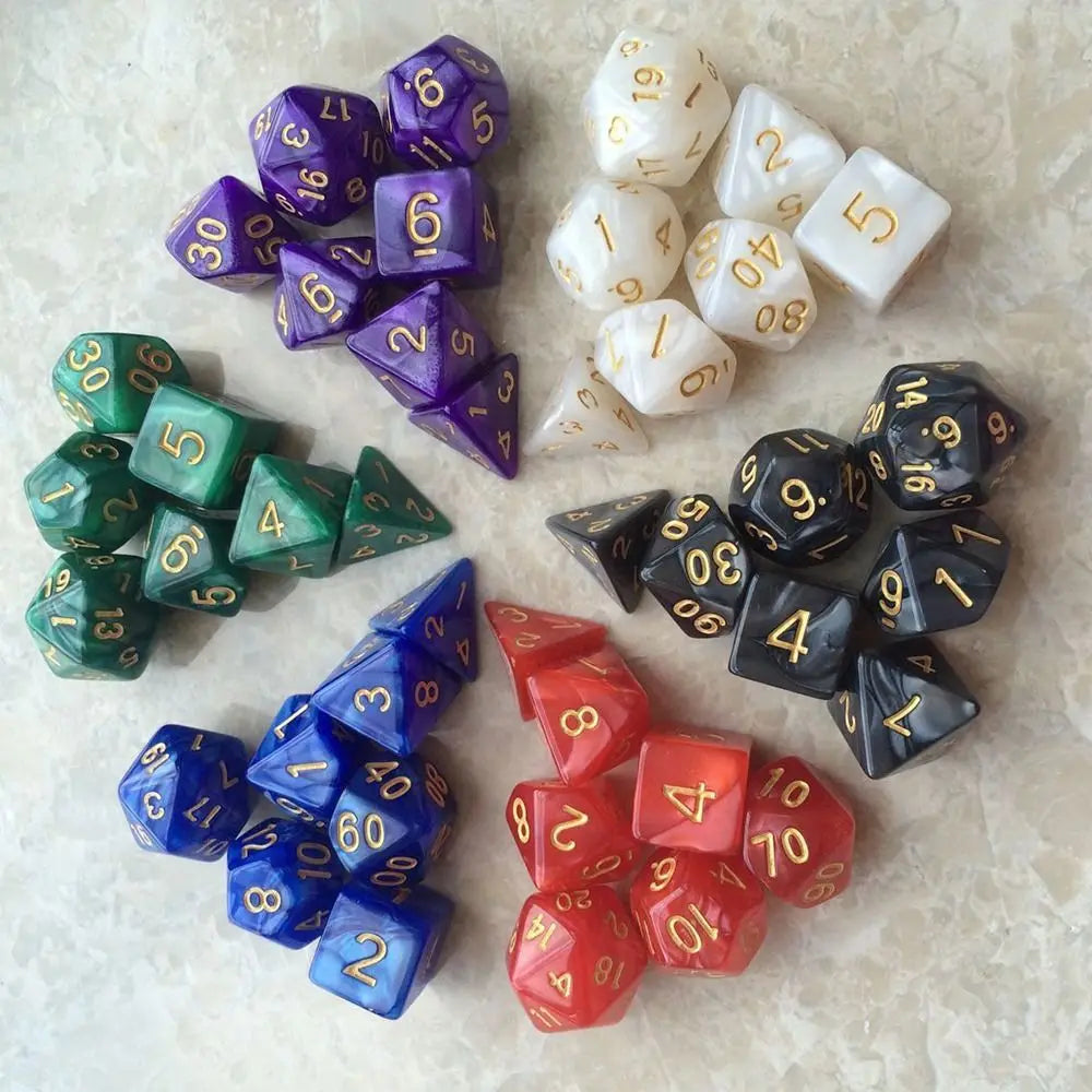 7Pcs/set Acrylic Double-Colors Digital Dice Set Table Game Opaque Polyhedral Dices for DND Dice Tabletop Role-Playing Game Dice