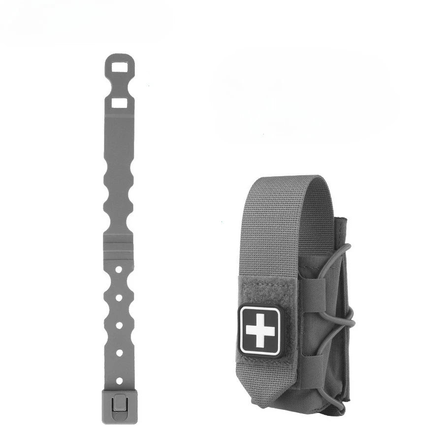Molle Tourniquet Holder IFAK TQ Holder Tactical Medical Pouch Holster First Aid Kit Cross Patch/Bungee Cord With Tourniquet