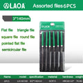 LAOA 6/10pcs Mini File Sets Metal Grinding Flat File Round Square Hand Sanding Tool