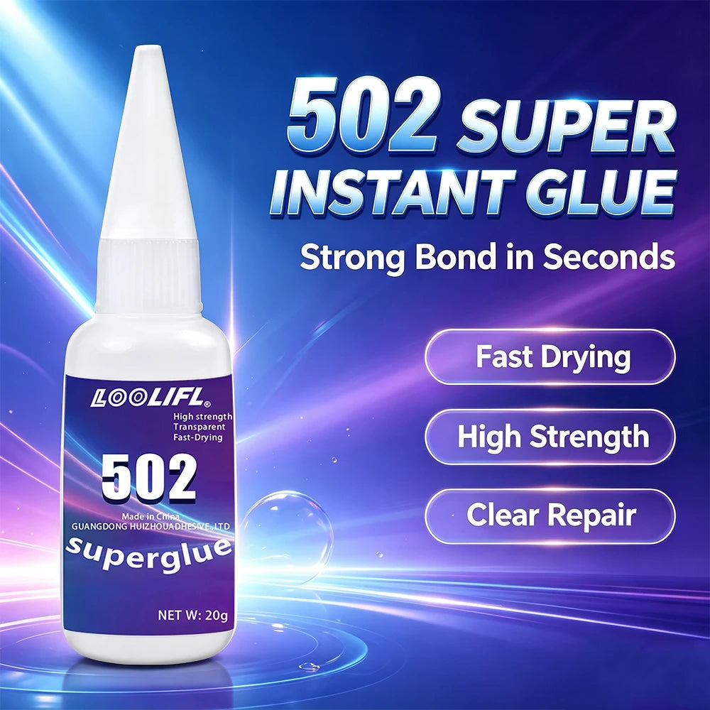 502 Super Instant Glue High Strength Fast Dry Clear Repair Universal Cyanoacrylate Adhesive for Metal Plastic Wood Ceramic Glass