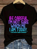 Cool girl warning slogan! Plus-size women's T-shirt, full of sweet and cool aura, super charming
