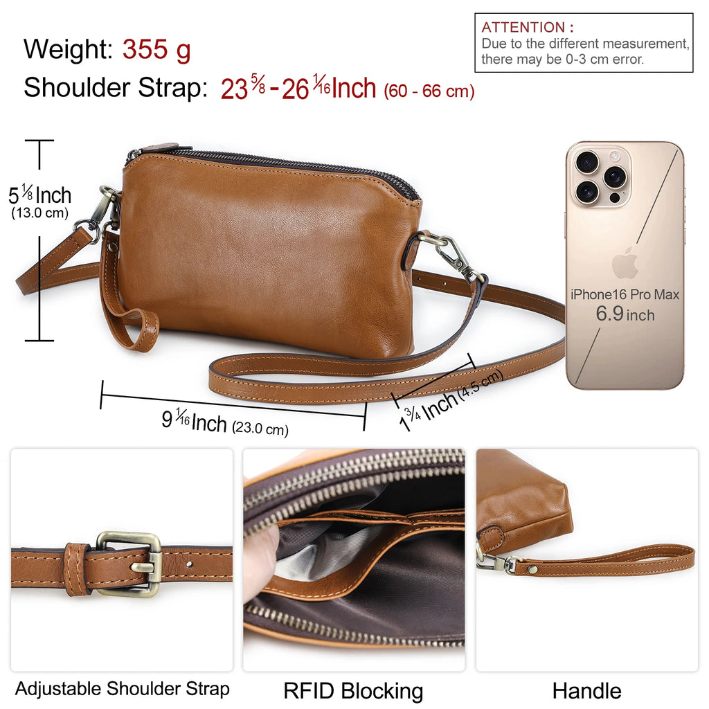 CONTACT'S Genuine Leather Sling Shoulder Bags for Women Brand Fashion Female Bags Handbags Clutch Bags Phone Pockets Wallets