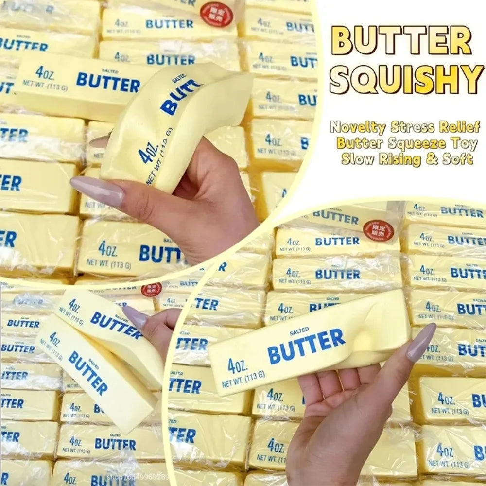 Squishy Elastic Butter Stick Fidget Toy Cheese Shape Stress Relief Game Funny Decompression Prank Squeeze Toy for Anxiety Relief