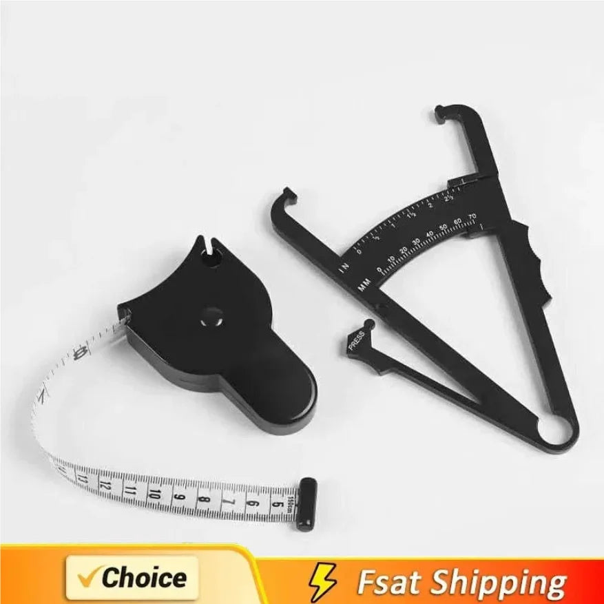1set 70mm Skinfold Body Fat Caliper Set with Measure Tape Body Fat Monitors Body Fat Tester Skinfold Measurement accessory