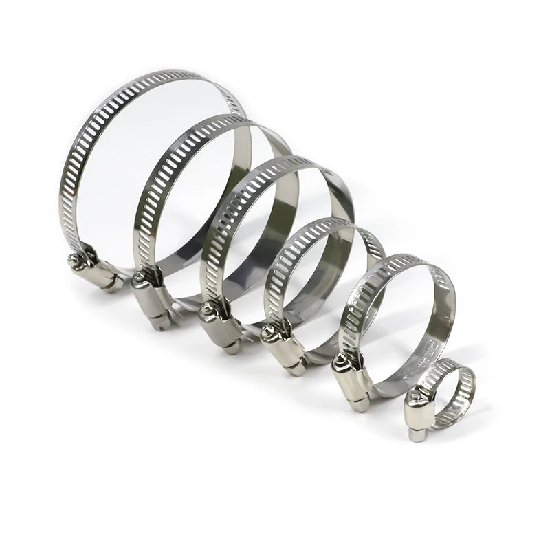1PCS Stainless Steel Hose Clamps Diameter 8mm ~ 120mm Adjustable Tri Gear Worm Fuel Tube Water Pipe  Fixed Clip Spring Cramps