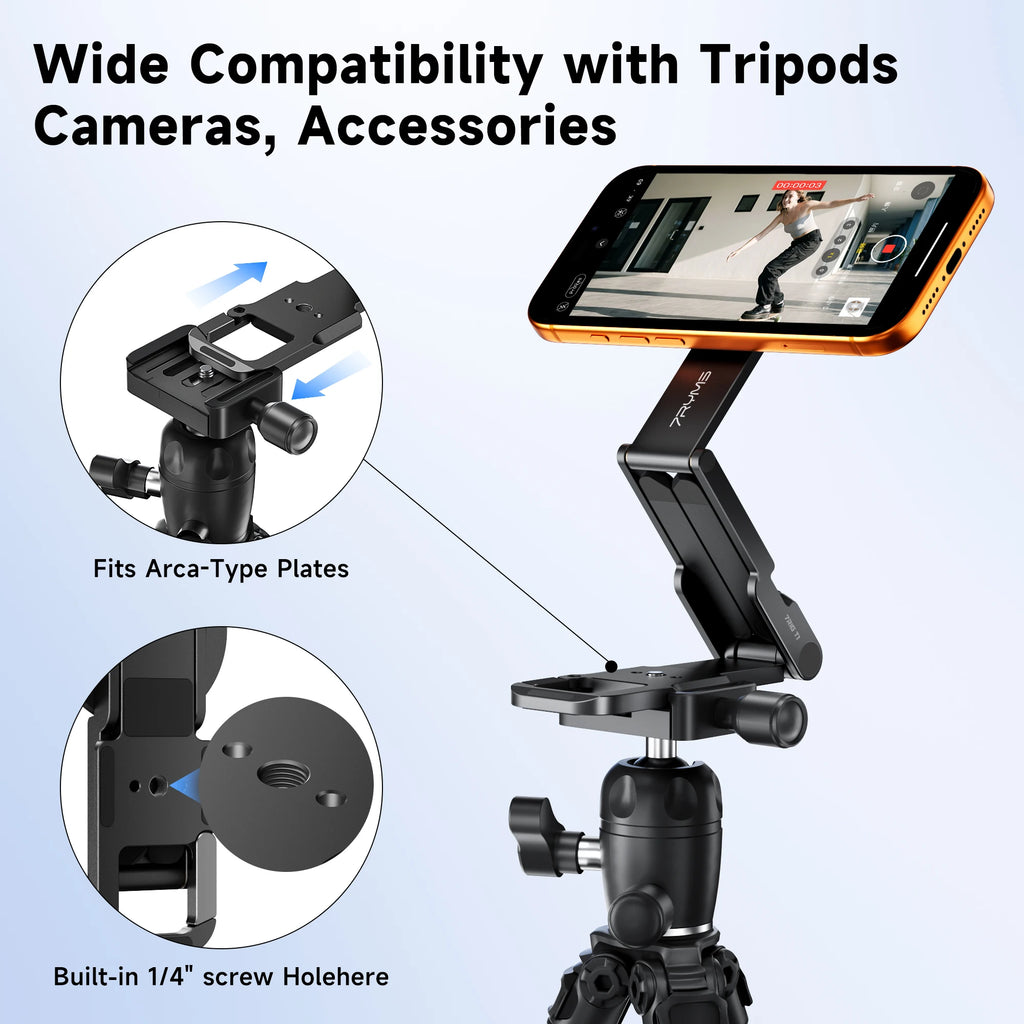 7RYMS 7Rig T1 Foldable Magnetic Phone Tripod Aluminium MagSafe Phone Holder with Hook for Smartphone Vlog Travel Video Recording