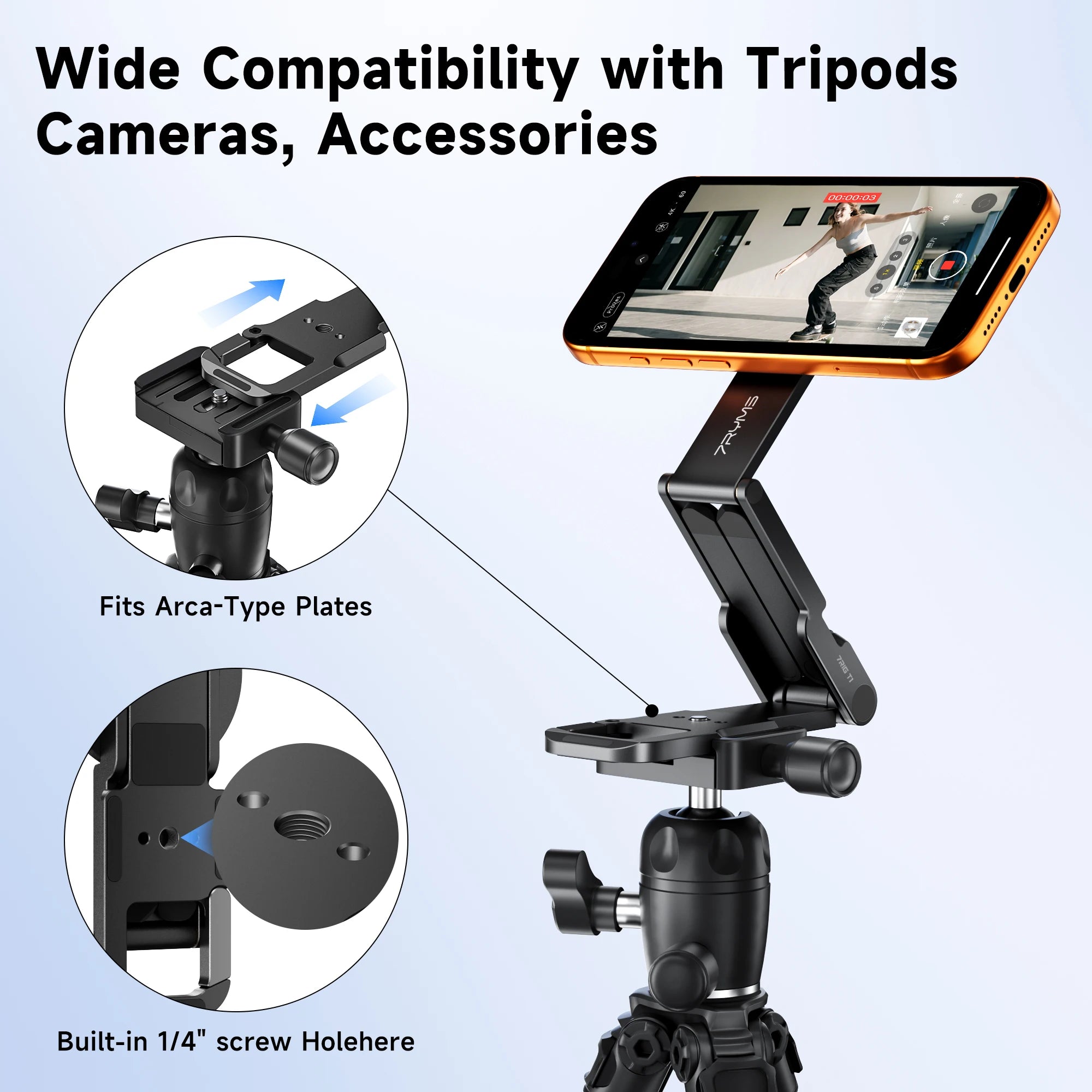 7RYMS 7Rig T1 Foldable Magnetic Phone Tripod Aluminium MagSafe Phone Holder with Hook for Smartphone Vlog Travel Video Recording