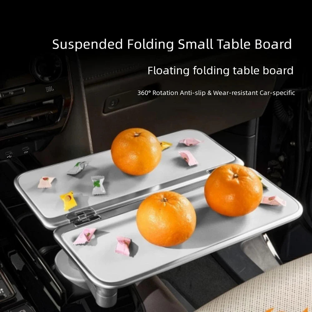 2026 New Car Floating Small Table for Tesla Model 3 Y X S All Range 360° Rotating Foldable Desk Notebook Cup Holder