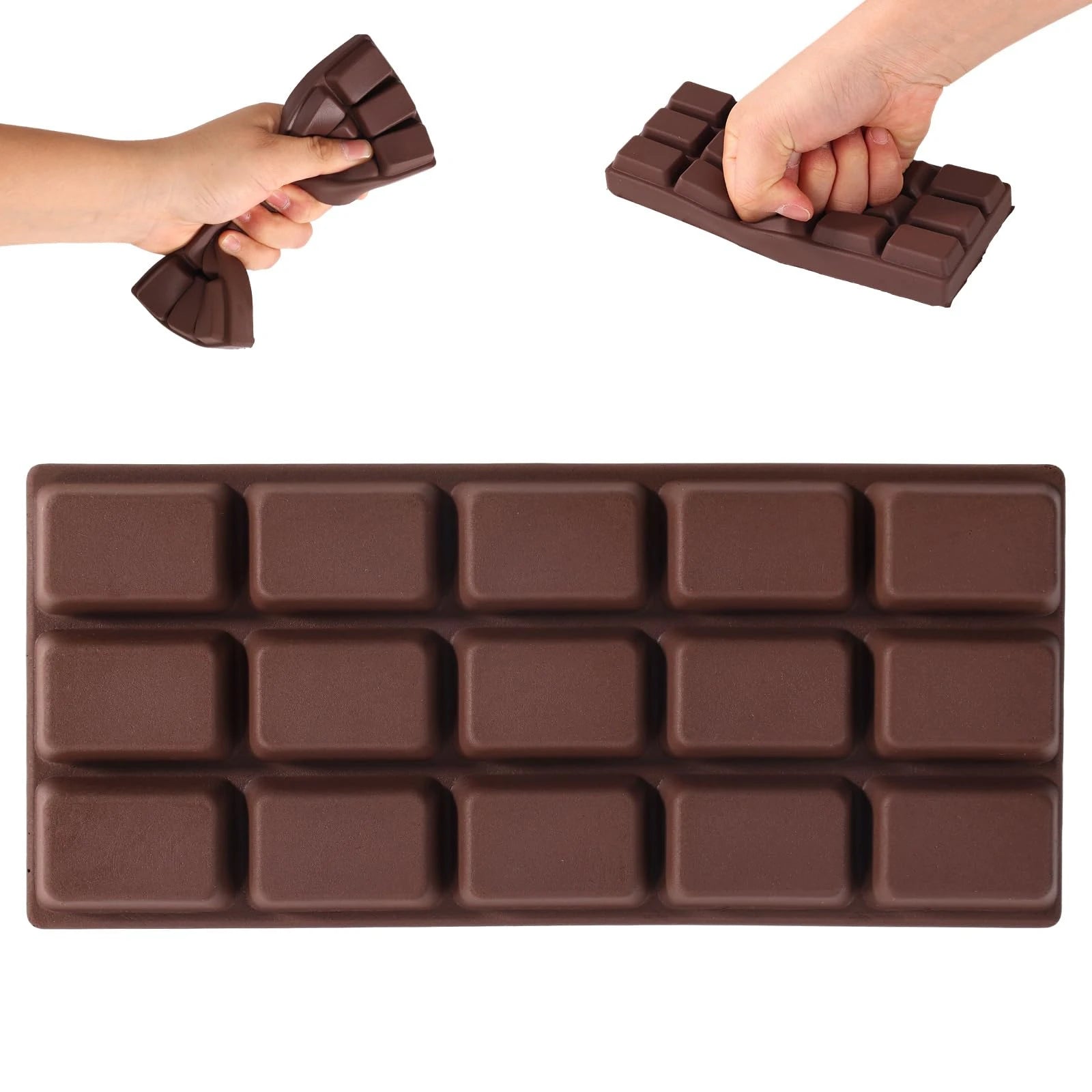 Soft Chocolate Bar Stress Relief Toy Large Squishy Fidget Toy Flexible Squeeze Sensory Toy Funny Gift for Kids and Adults