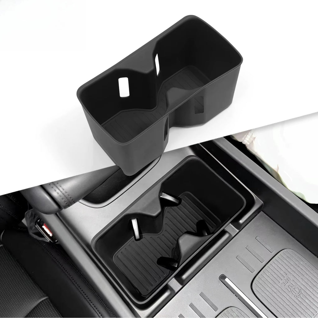 For Hyundai Santa Fe 2024 2025 Water Cup Holder Car Accessories Silicone Shock-Absorbing Drinks Holder Storage Box Tidying Tray