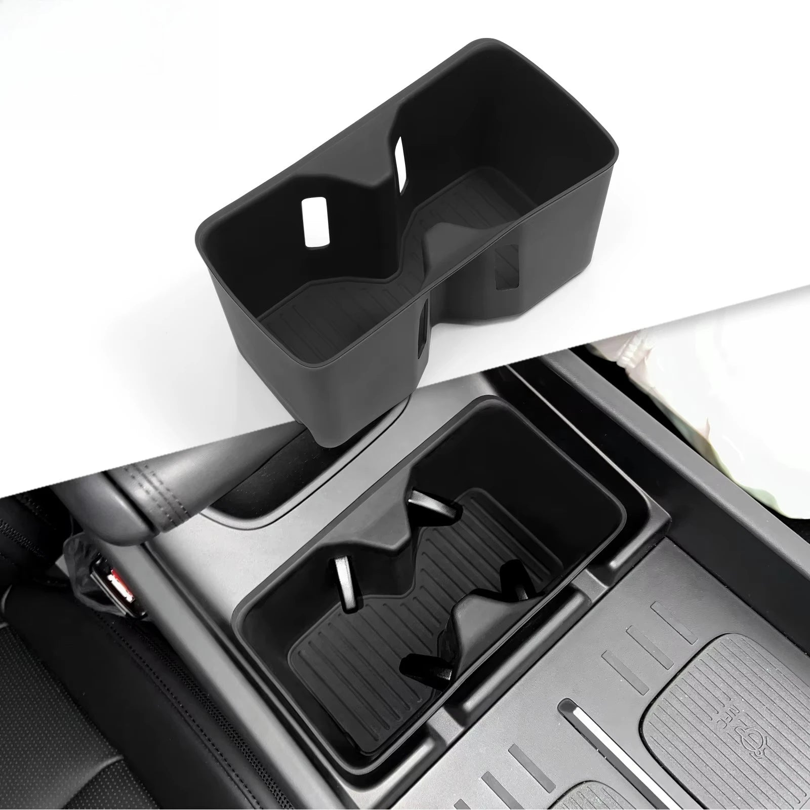 For Hyundai Santa Fe 2024 2025 Water Cup Holder Car Accessories Silicone Shock-Absorbing Drinks Holder Storage Box Tidying Tray