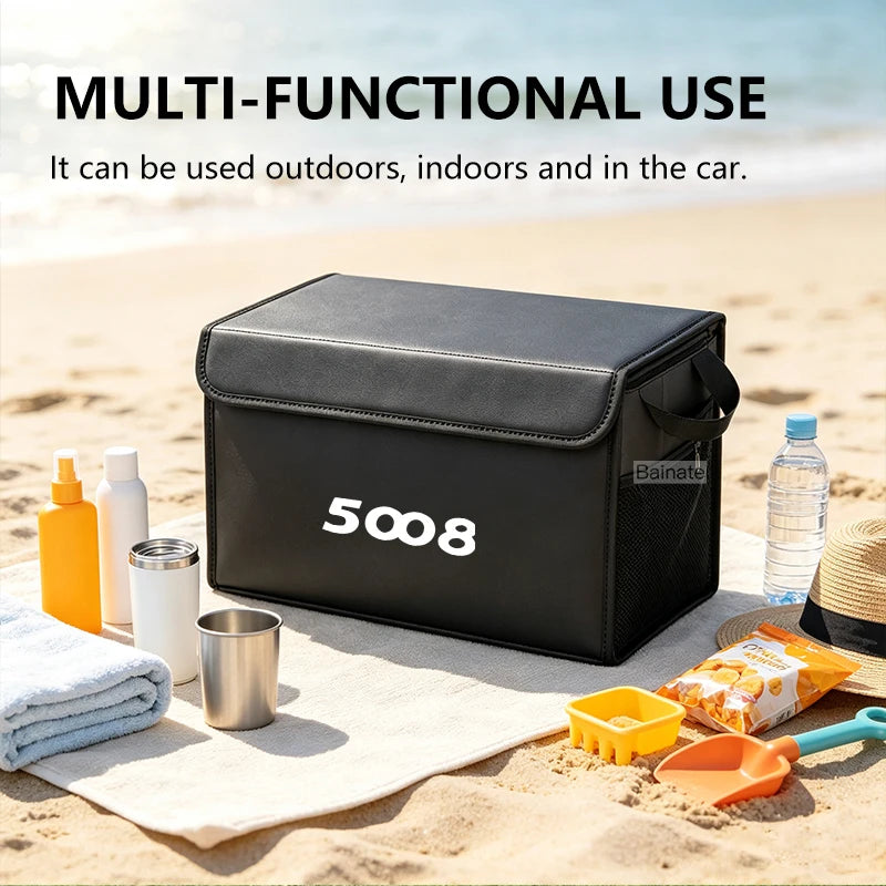 Car Trunk Foldable Storage Box For Peugeot 5008 2016-2025 Multi-Functional Folding Storage Bag Auto Interior Storage Accessories