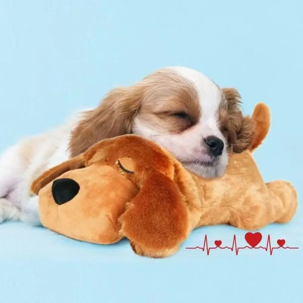 Sleep Aid Dog Heartbeat Toy Anxiety Relief Behavioral Training Lying Dog Fidget Toy Stuffed Animal Soft Puppy Plush Doll