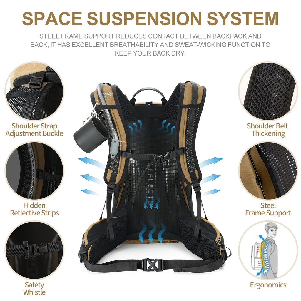 Mountaineering Backpack 35 Liters Men's and Women's Outdoor Sports Bag Waterproof Camping Hiking Rain