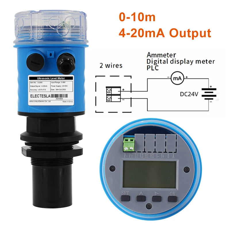 ES-UL800 10M Ultrasonic Level Meter for Tanks Water Level Transmitter 4-20mA RS485 Transmitter DC24V