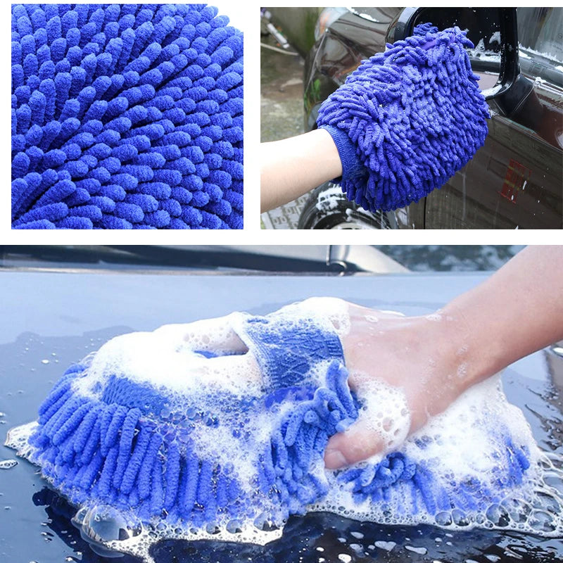 Microfiber Car Wash Gloves Car Sponge Extra Soft Car Wash Cloth Gloves Scratch Free Microfiber Double Sided Car Cleaning Tool