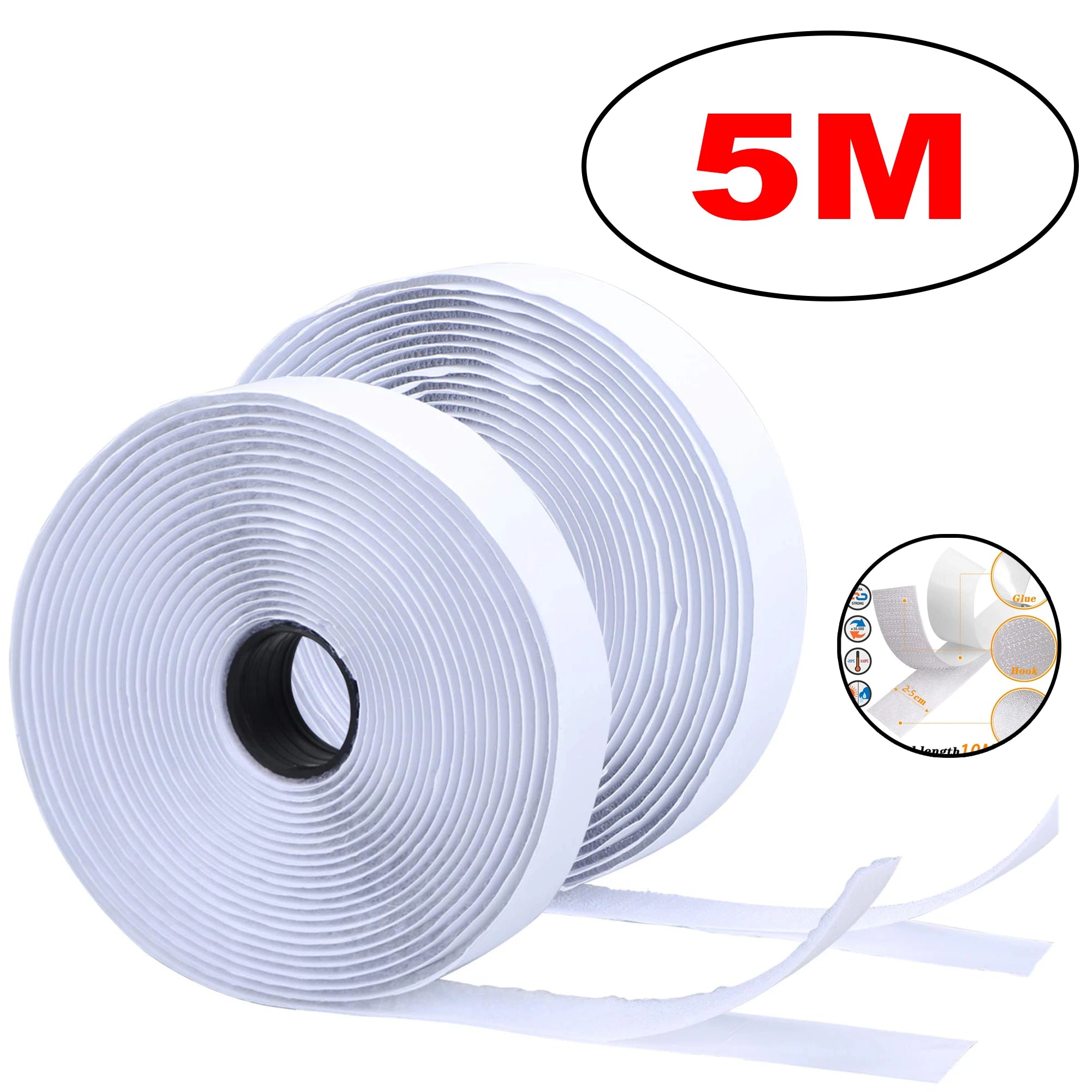 1-25M Velcros Self Adhesive Hook and Loop Fastener Tape House Diy Magic Tap Auto Double Sided Roll Strong Glue Home Strap Strips