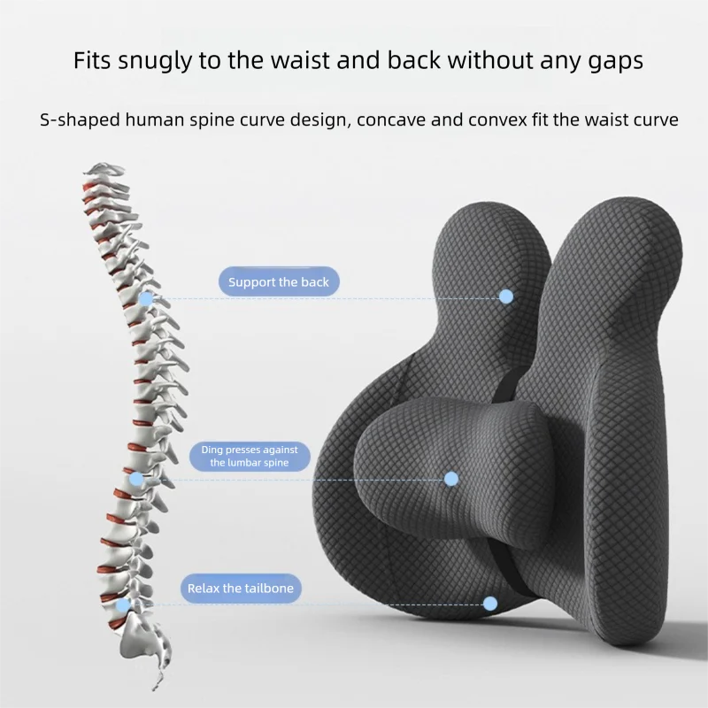 Office Cushion Chair Sitting Waist Support Cushion Seat Backrest Ergonomic Memory Cotton Hemorrhoid Artifact Student Ass Cushion
