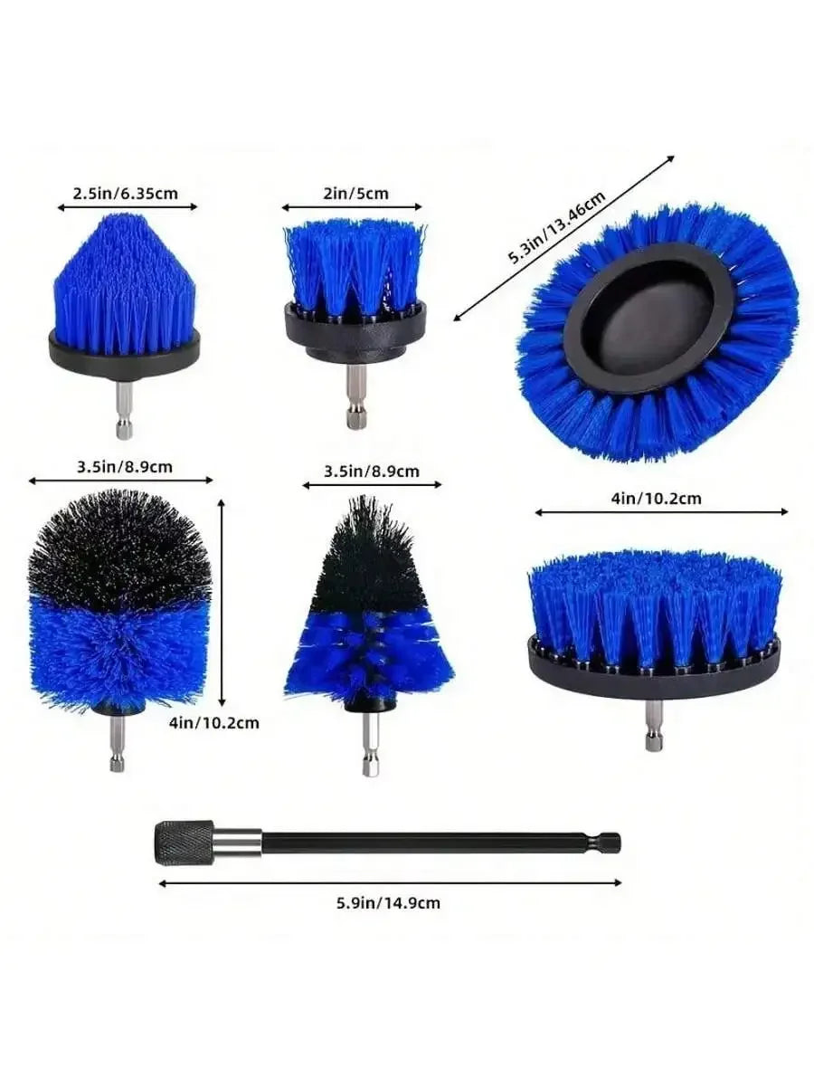 4'' Blue Electric Scrubber Brush Drill Brush Kit Plastic Cleaning Brush Tool for Car Tires Nylon Brushes Car Detailing.BULE