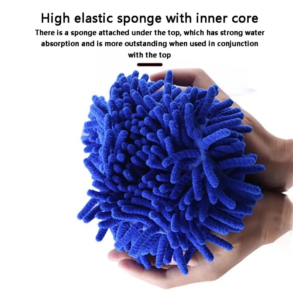 1 Pc Blue Microfiber Chenille Car Wash Sponge Care Washing Brush Pad Cleaning Tool Auto Washing Towel Gloves Styling Accessories