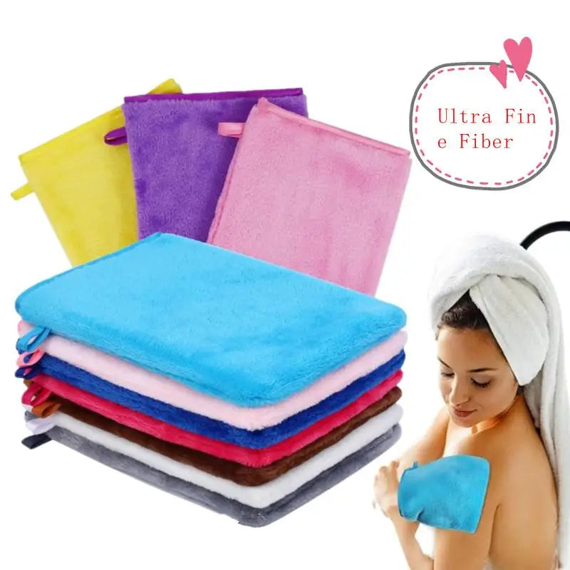 Reusable Makeup Remover Gloves Soft Microfiber for Deep Cleansing Gentle on Skin & Easy to Wash Colorful Quick-Dry