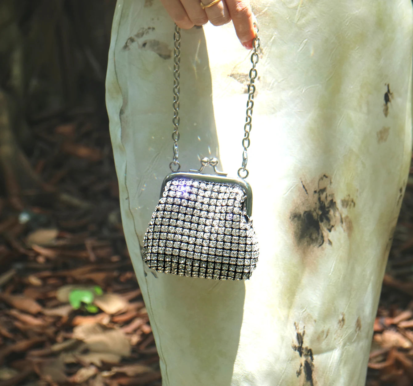Mini Small Bag Shiny Rhinestone Coin Purse Short Chain Coin Bag handmade Small Card Bag handmade Woman's purse handmade bag