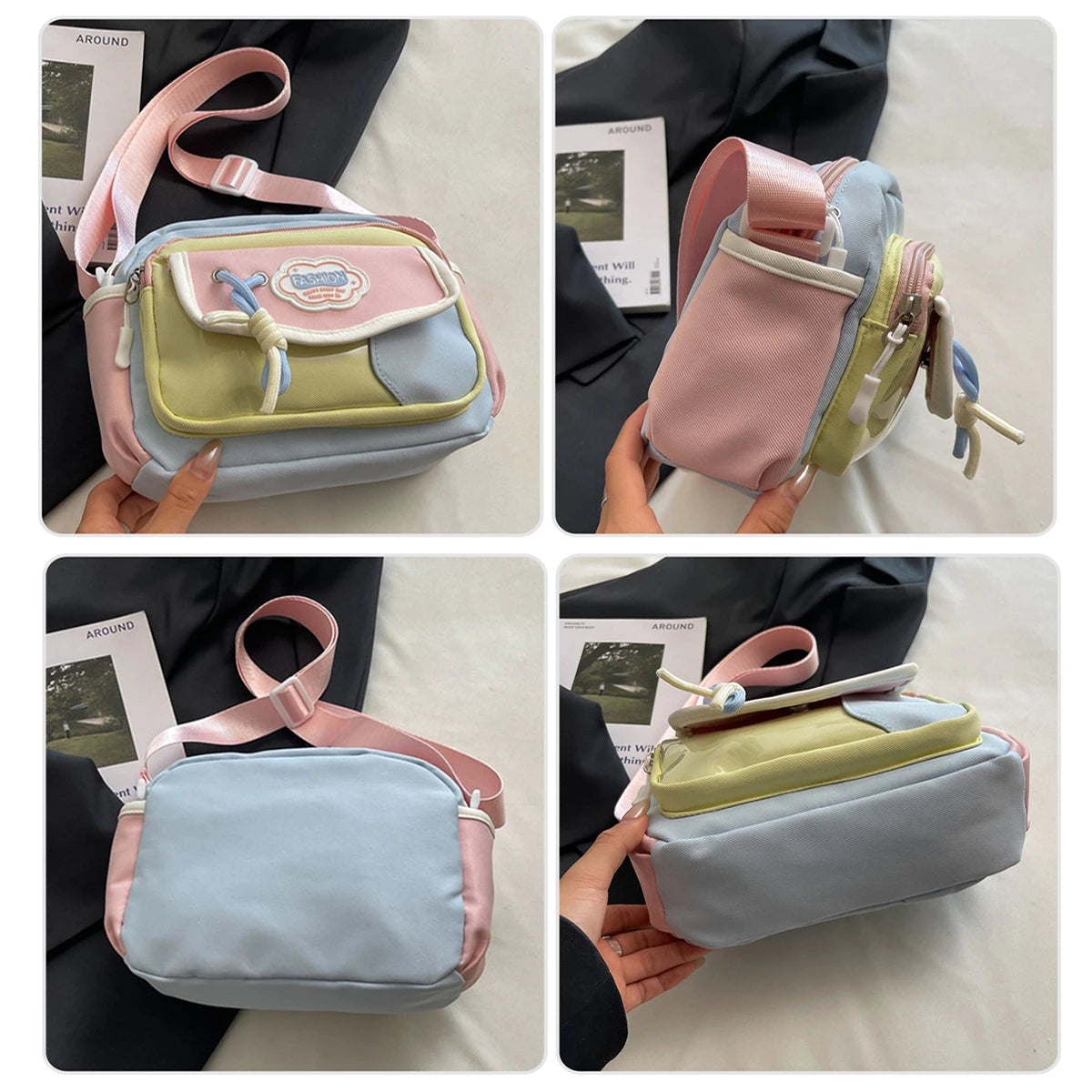 Cute Crossbody Bag for Junior High School Girls, Good-Looking, Large-Capacity Handbag, Tutoring Shoulder Bag, Commuting Spring Outing School Bag for Girls