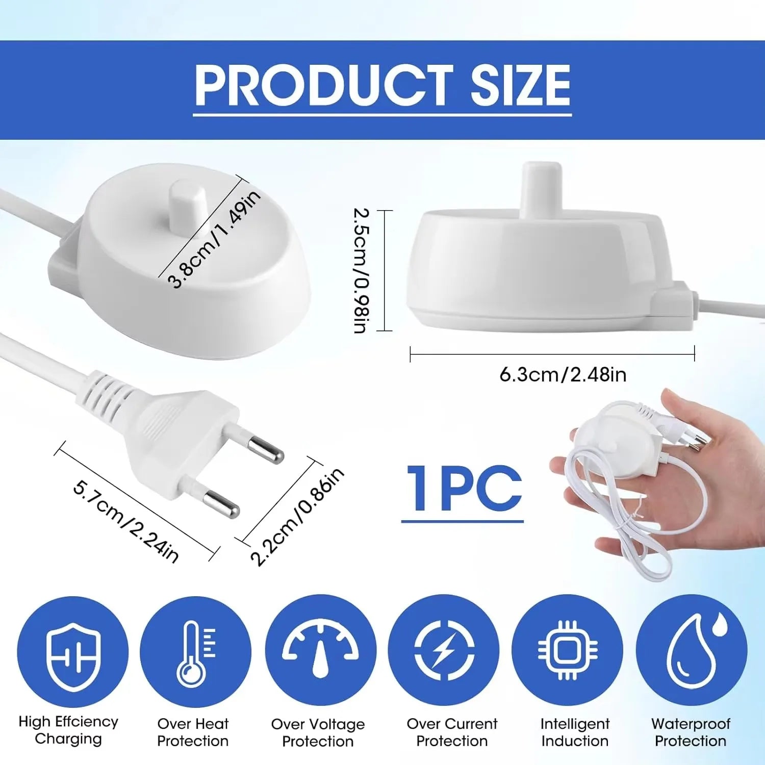 1 Pcs Charger Fit for Oral B Braun Electric Toothbrush iO Series 3 4 5 6 1000/3000/5000/7000/7500 Waterproof Inductive Base