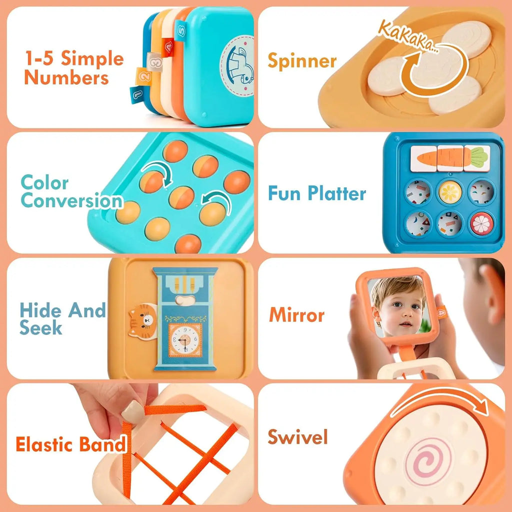 Busy Board for Toddlers Montessori Sensory Toys Baby Folding Activity Cube Fine Motor Skill Learning Education Toys for Kid Gift