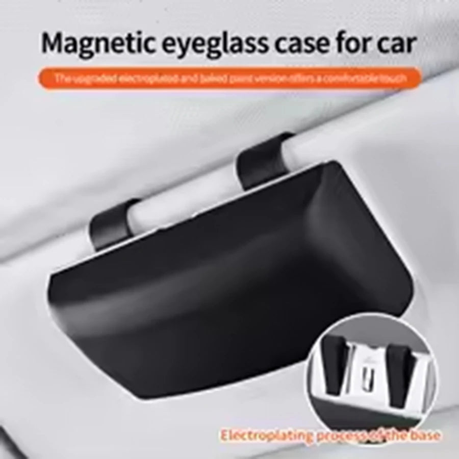 Magnetic Switch Car Glasses Box Portable Car Sun Visor Sunglasses Holder Car Eyeglass Case Portable Electroplated Glasses Box
