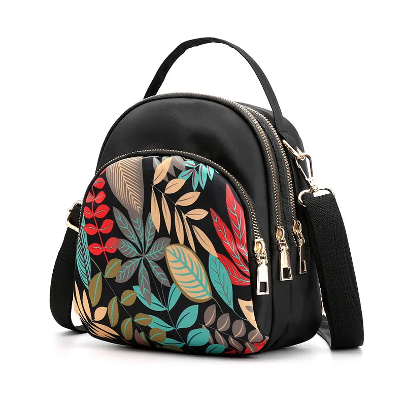 Ladies' fashionable crossbody multi-functional mini backpack with waterproof nylon fabric