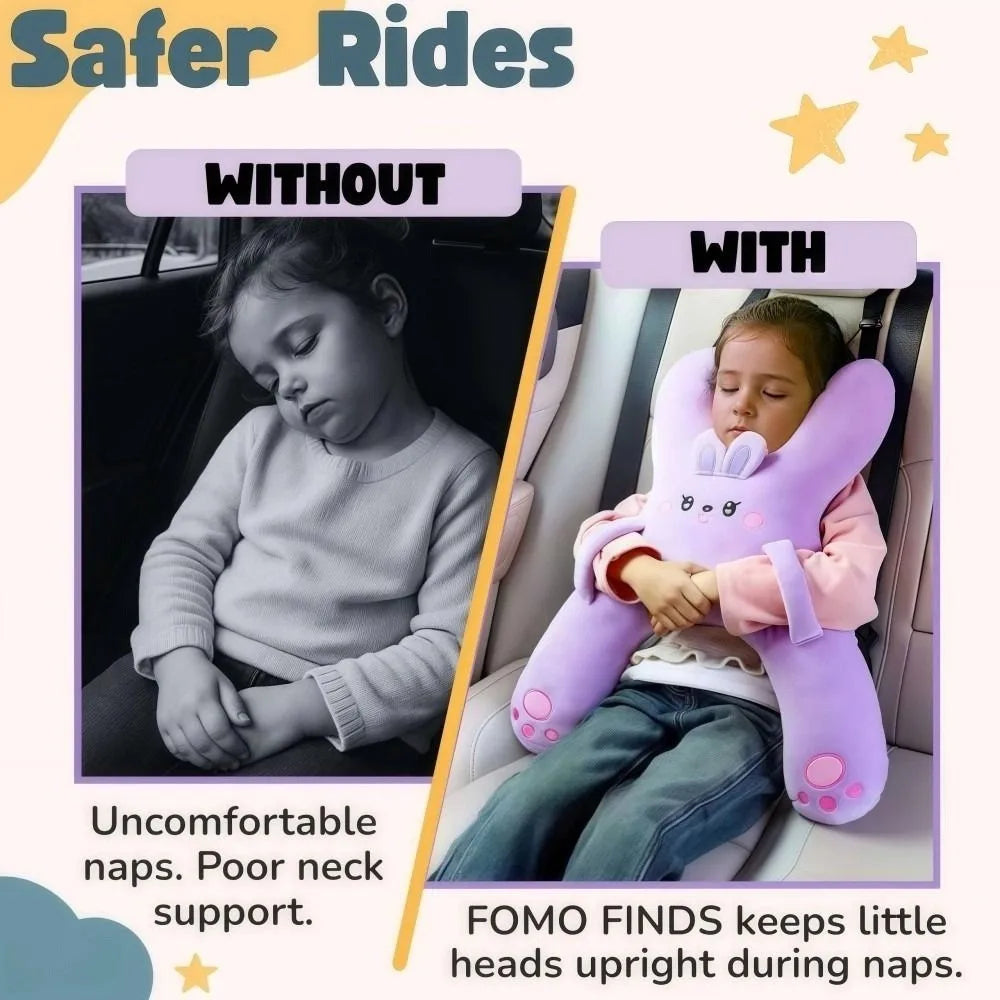 Cute Cartoon Car Headrest Head Support Removable Unisex Sleeping Pillow Breathable Comfortable Car Mounted Pillow Travel Comfort