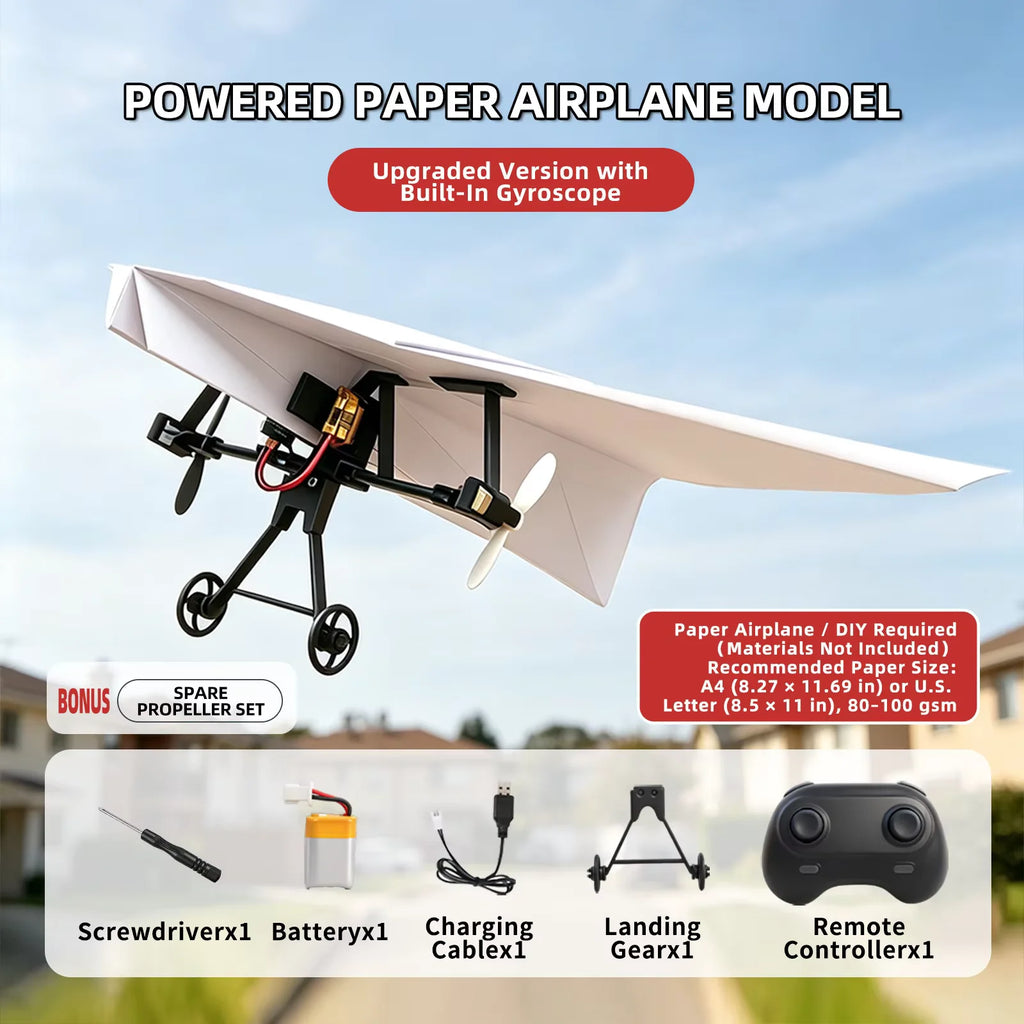 RC Paper Airplane Electric Power Kit Diy Foldable Long Range Stable Flight Ultra Lightweight Remote Control Plane Outdoor Toy