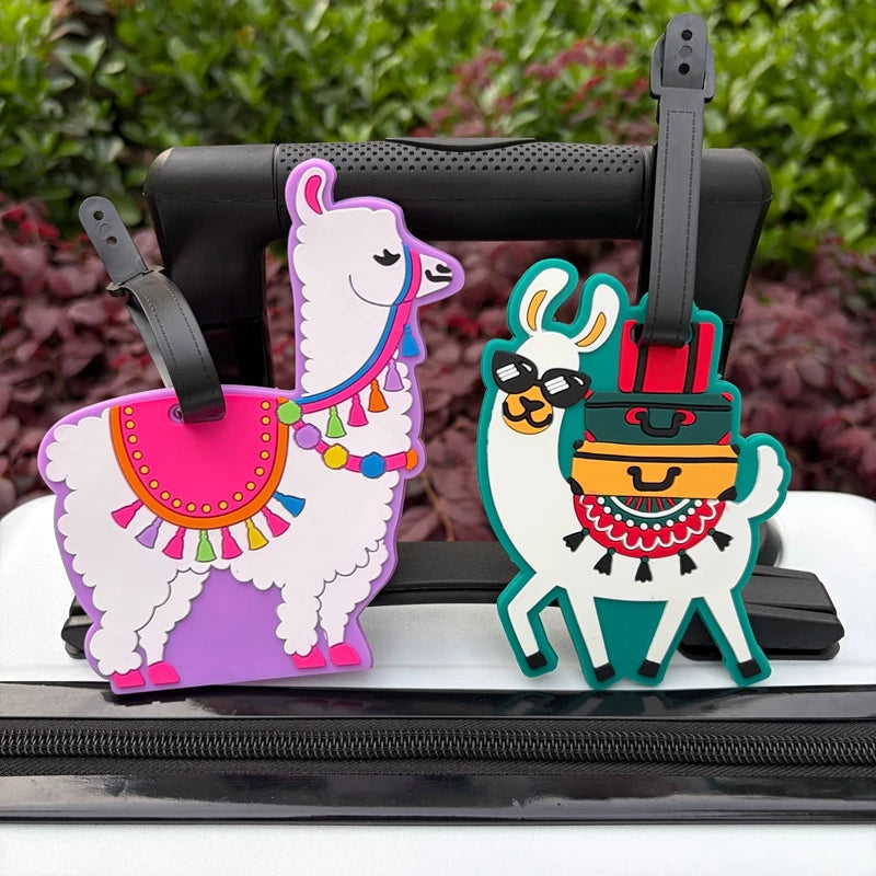 1/2Pcs Animal Luggage Tag Alpaca Airport Checked Baggage Anti-Loss Identifier Tag Hanging Luggage Tag for Couples Travel Essentials