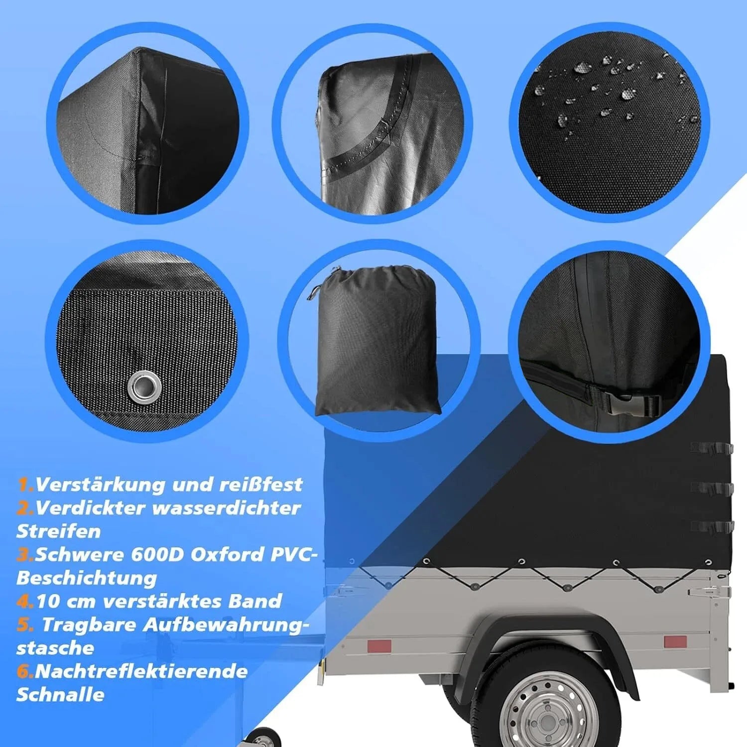 Car Trailer Cover Trailer Tarpaulin High-Sided Cover 210x114x90cm For Stema Opti An F 750 850 High-Tarp Protection For Trailers