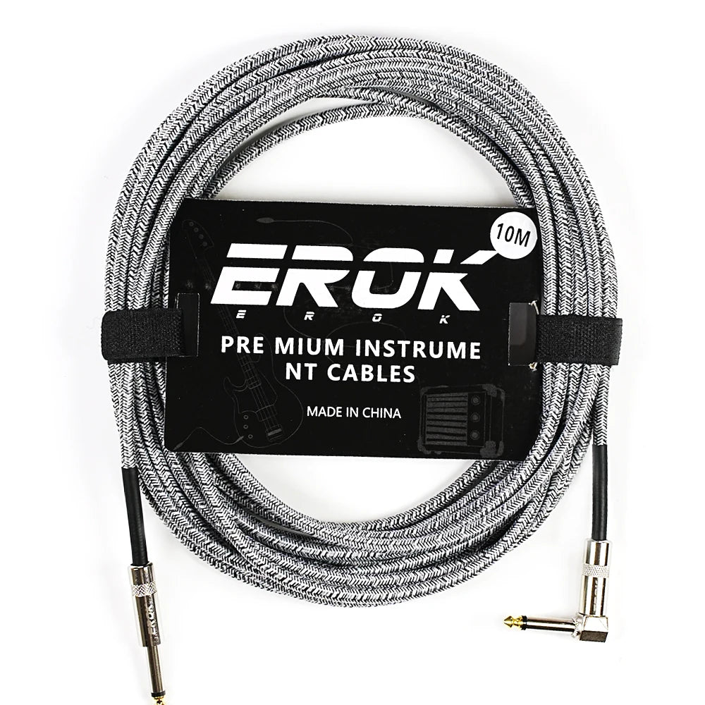 EROK 1.5/3/6/10M Guitar Audio Cables Anti-Noise Line 6.35mm Male to Male Colorful Braided Line Pedal Guitar Bass Universal Cable