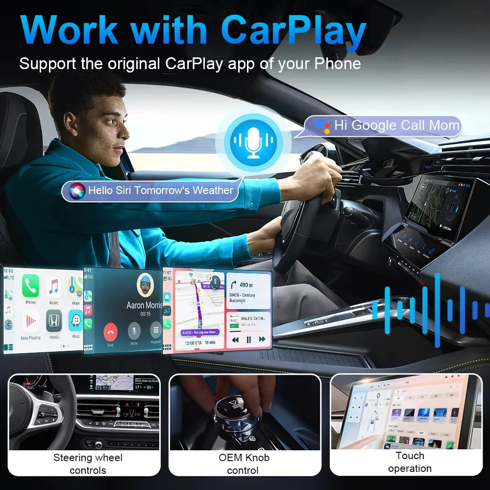 2in1 Wireless CarPlay Dongle Wireless Android Auto Adapter AI Smart Box Car Intelligent Systems For Car With Wired CarPlay