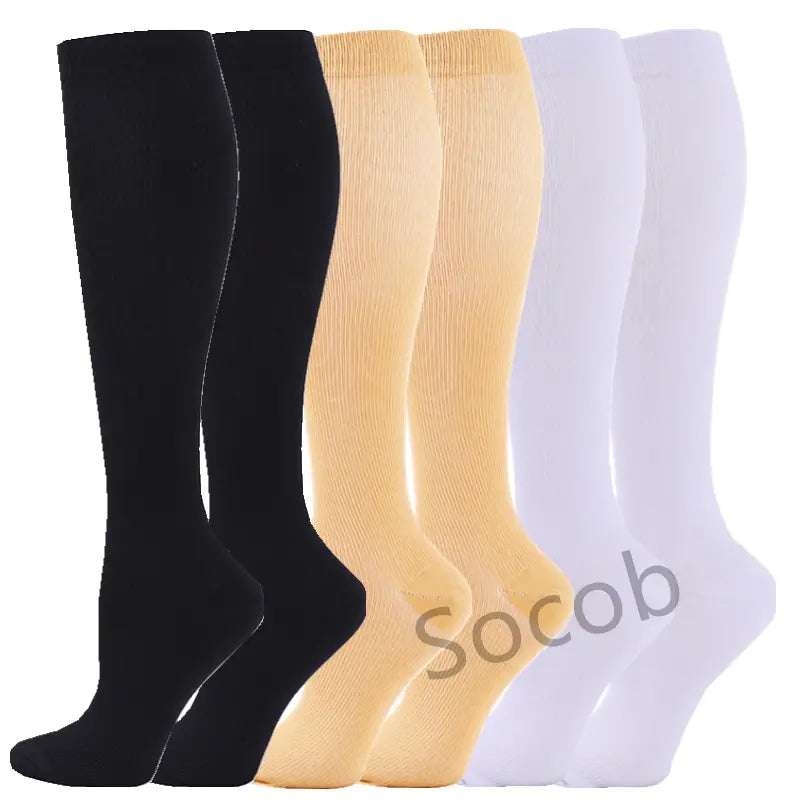 6/7 Pairs Compression Socks Varicose Diabetes Sock Running Cycling Hiking Touring Bicycle Marathon Outdoor Rugby Edema Long Tube