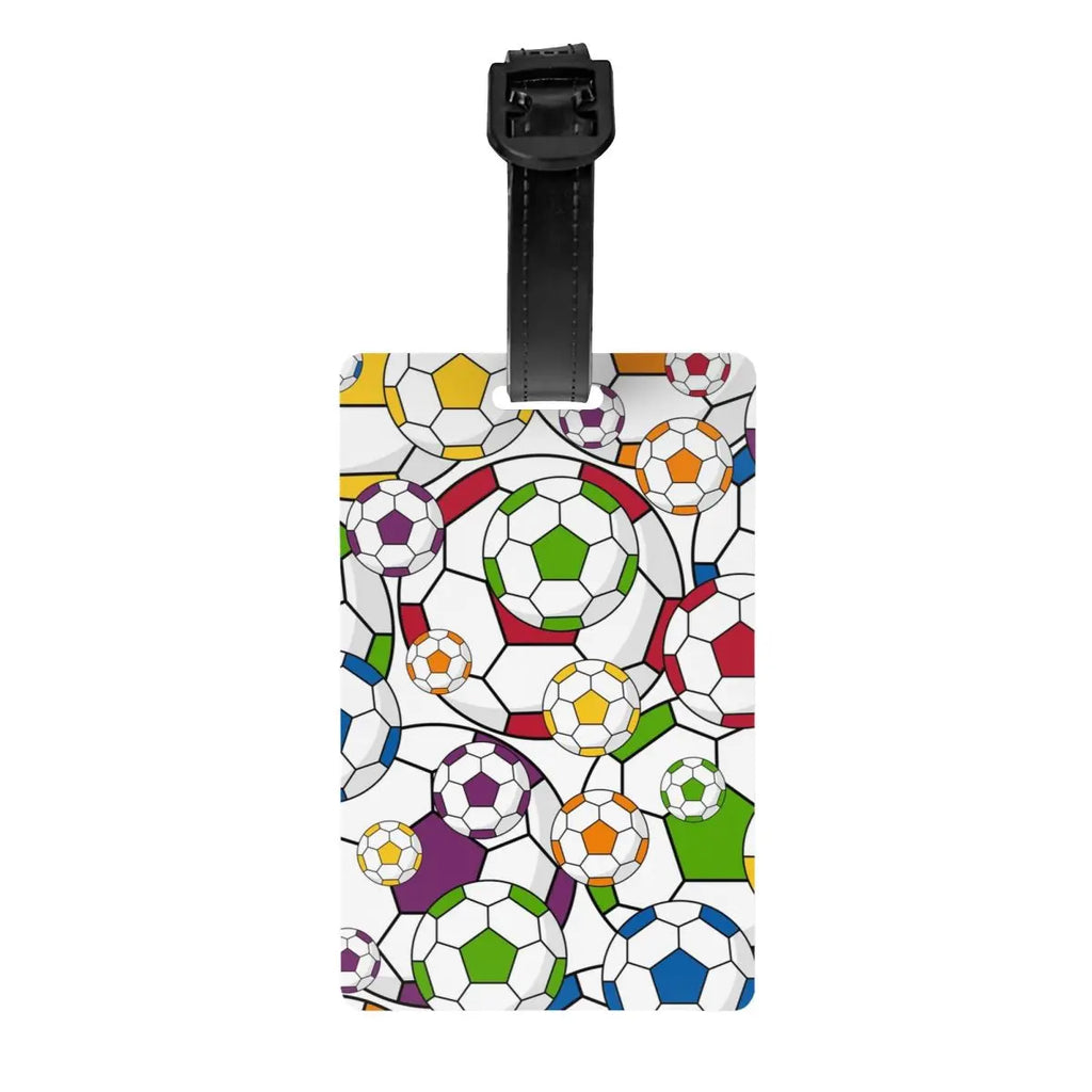 Custom Cool Soccerly Footbally Print Luggage Tag With Name Card Privacy Cover ID Label for Travel Bag Suitcase