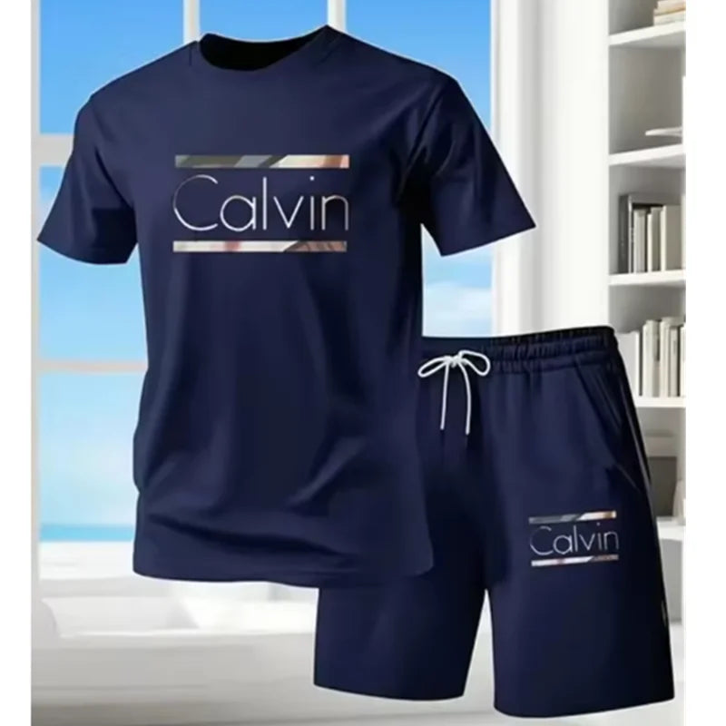2026 Trendy Mens Two Piece Clothing Set Letter Graphic Print Tee With Shorts Summer Casual Outdoor Streetwear Outfit Suit