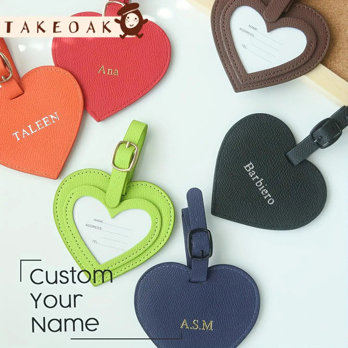 Personalized Heart Luggage Tag Custom Name Pu Leather Suitcase Tag Customized Travel Bag Label for Women Travel Accessory Gift