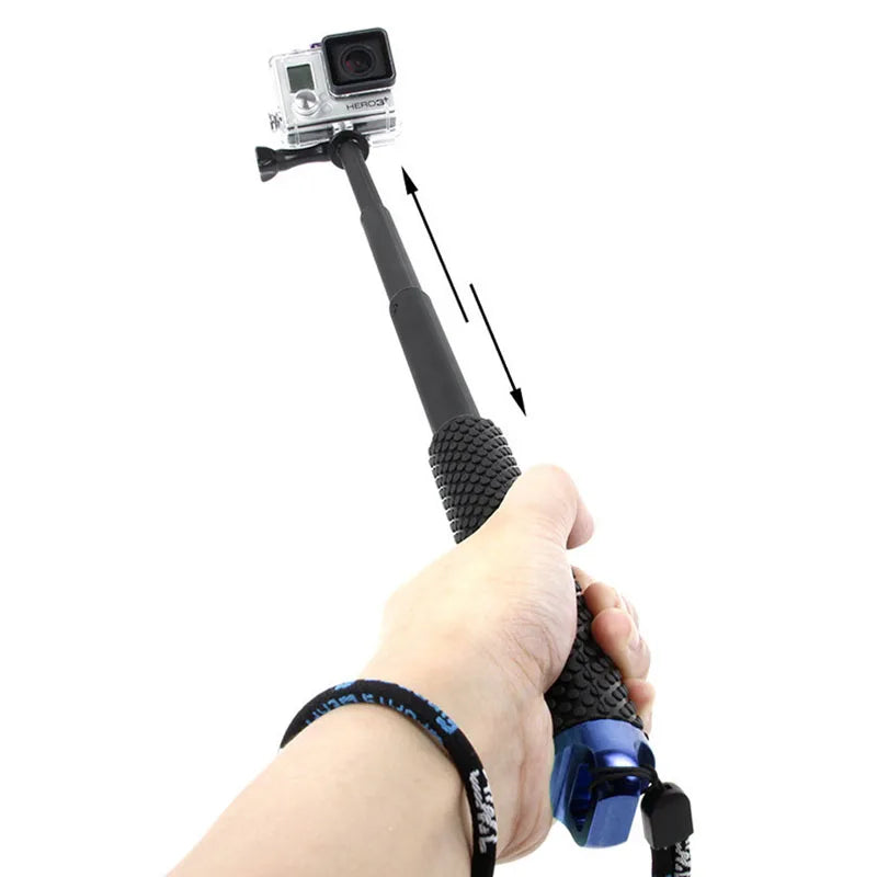 1 Set Extendable Pole Mini Selfie Stick Waterproof Monopod Blue For GoPro Hero12 11 10 9 8 6 5 4 New for SJCAM EKEN sport camera