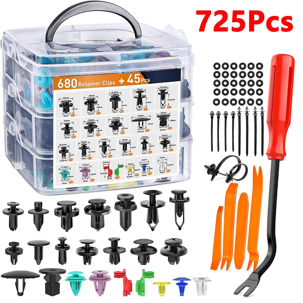 Car Plastic Fastener Clips Kit Car Trim Plastic Rivets Push Retainer Clips With Door Trim Panel Tools Set