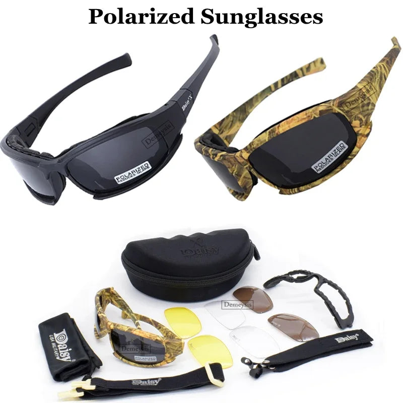 Tactical Polarized Glasses Camouflage Men's Sunglasses Outdoor Shooting Hunting Goggles 4 Lens Kit Sunglasses Men Hiking
