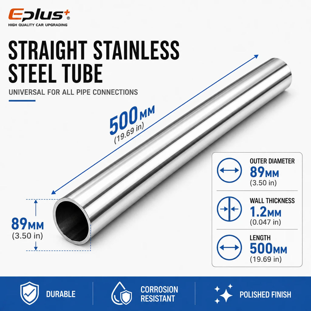 500mm Length 304 Stainless Steel Straight Pipe 1.2mm Thick Universal Round Tube OD 19-89mm for Connections metal tube Adapter