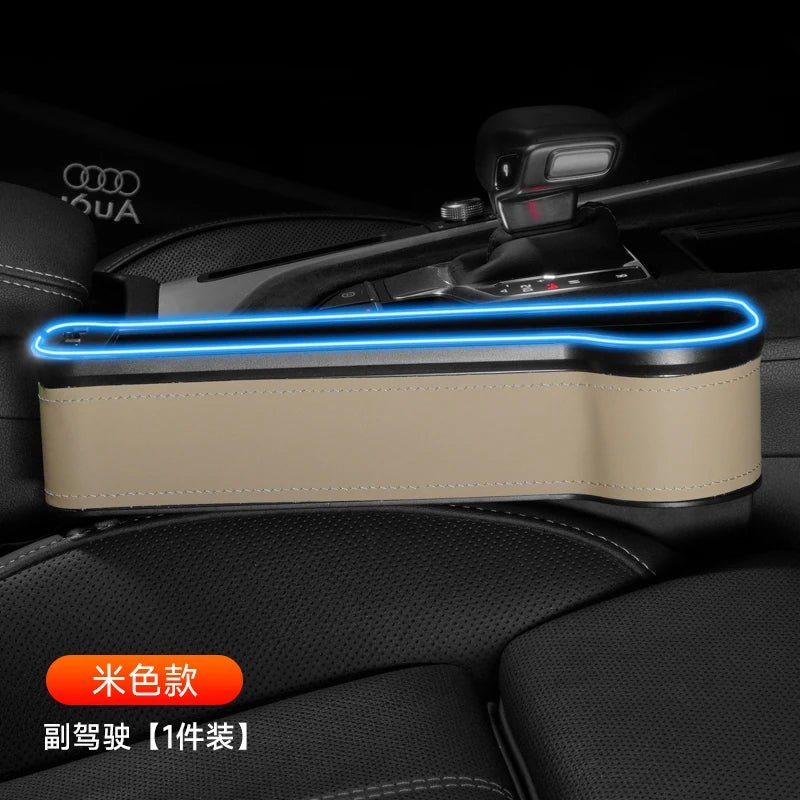 Car Storage Box With Ambient Light USB Charging Port Light-Emitting Multi-Functional Car Seat Clip Gap Storage Box