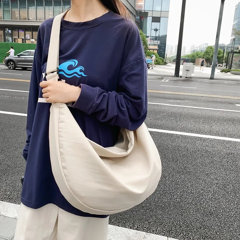 2025 New Extra Big Unisex crossbody bag Large Capacity Casual shoulder bags Solid Hobos big hand bags Nylon Travel Women bags