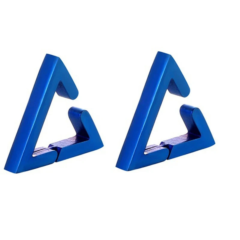 2PC Punk Stainless Steel Non-Piercing Triangle Earring Clip False Triangle Ear Hoops Hip Hop Ear Accessories for Men and Women