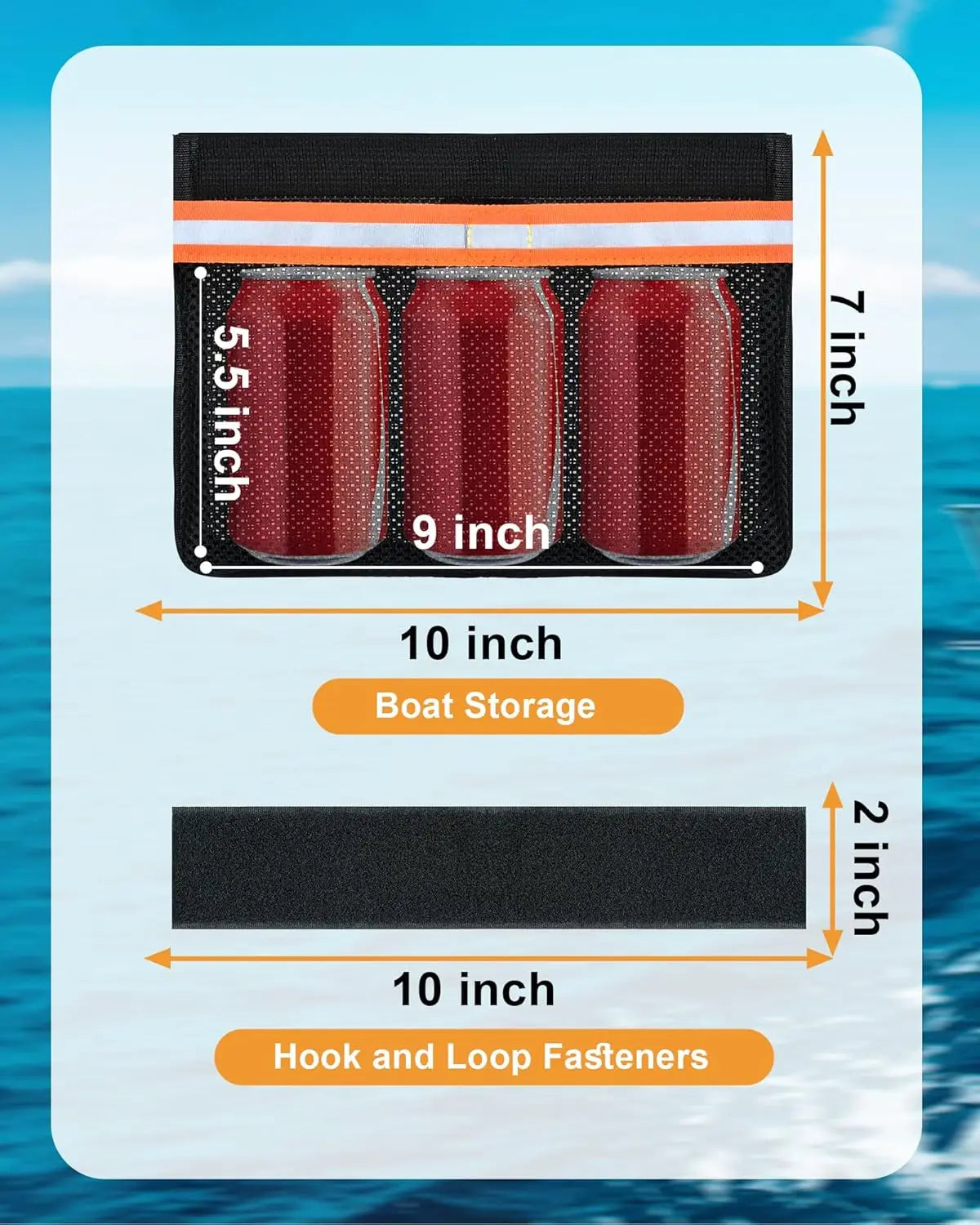 Self-adhesive Boat Storage Bag with Lid Reflective Leak-Proof Boat Marine Mesh Bag Strong Adhesive Boat Storage Fishing Tools